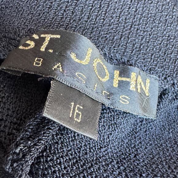 St. John Basics 16 Black Santana Knit Pleated Cropped Pants - Picture 5 of 7